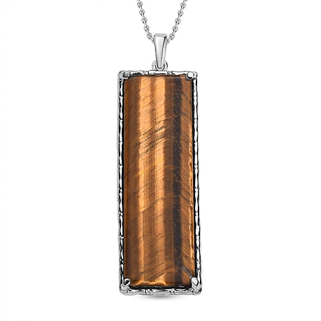 Tigers Eye Pendant & Chain with Magnetic Clasp (Size 20) 48.00 Ct.