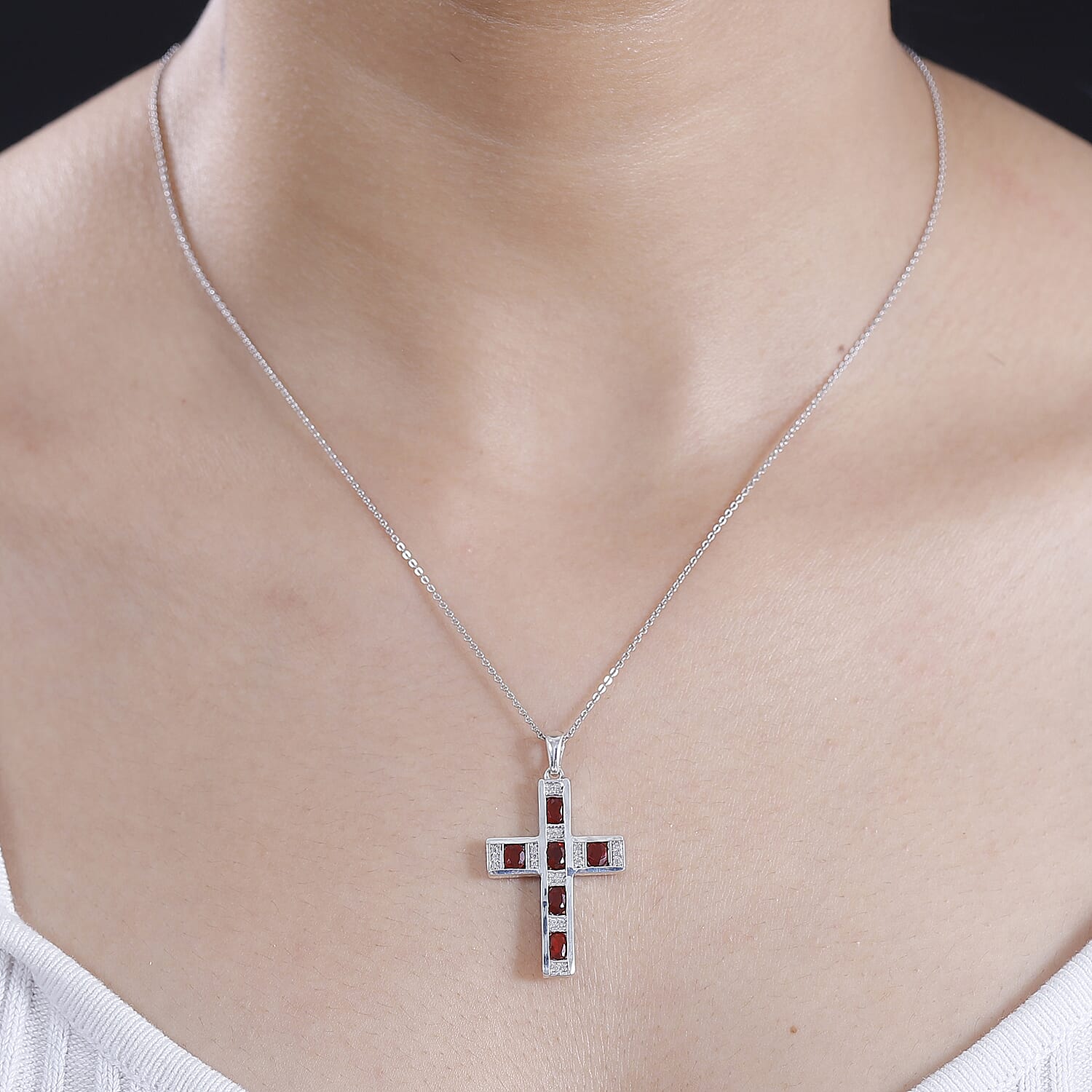 Cherry Fire Opal & White Zircon Pendant with Chain (Size 20) in Rhodium Overlay Sterling Silver Silver Wt. 6 Gms  1.220  Ct.