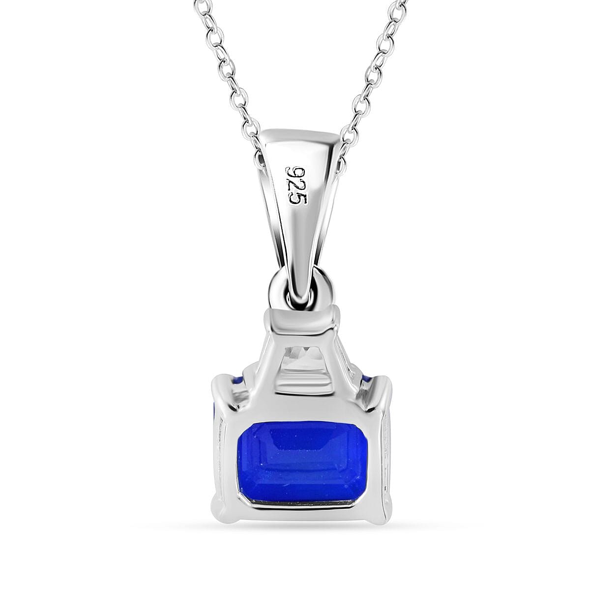 Premium Vietnamese Cobalt Blue Spinel with Chain (Size 20) in Rhodium Overlay Sterling Silver 3.22 Ct.