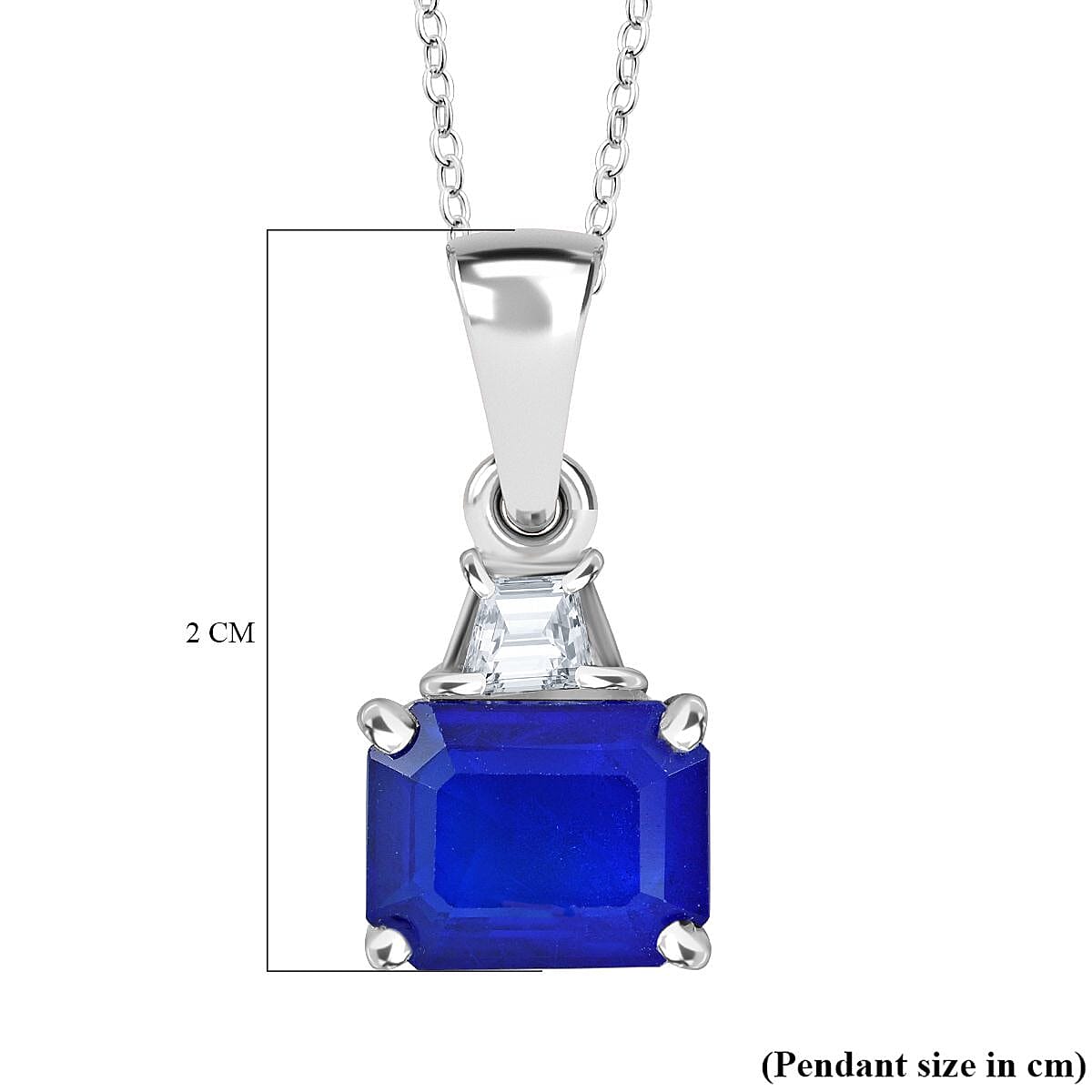 Premium Vietnamese Cobalt Blue Spinel with Chain (Size 20) in Rhodium Overlay Sterling Silver 3.22 Ct.