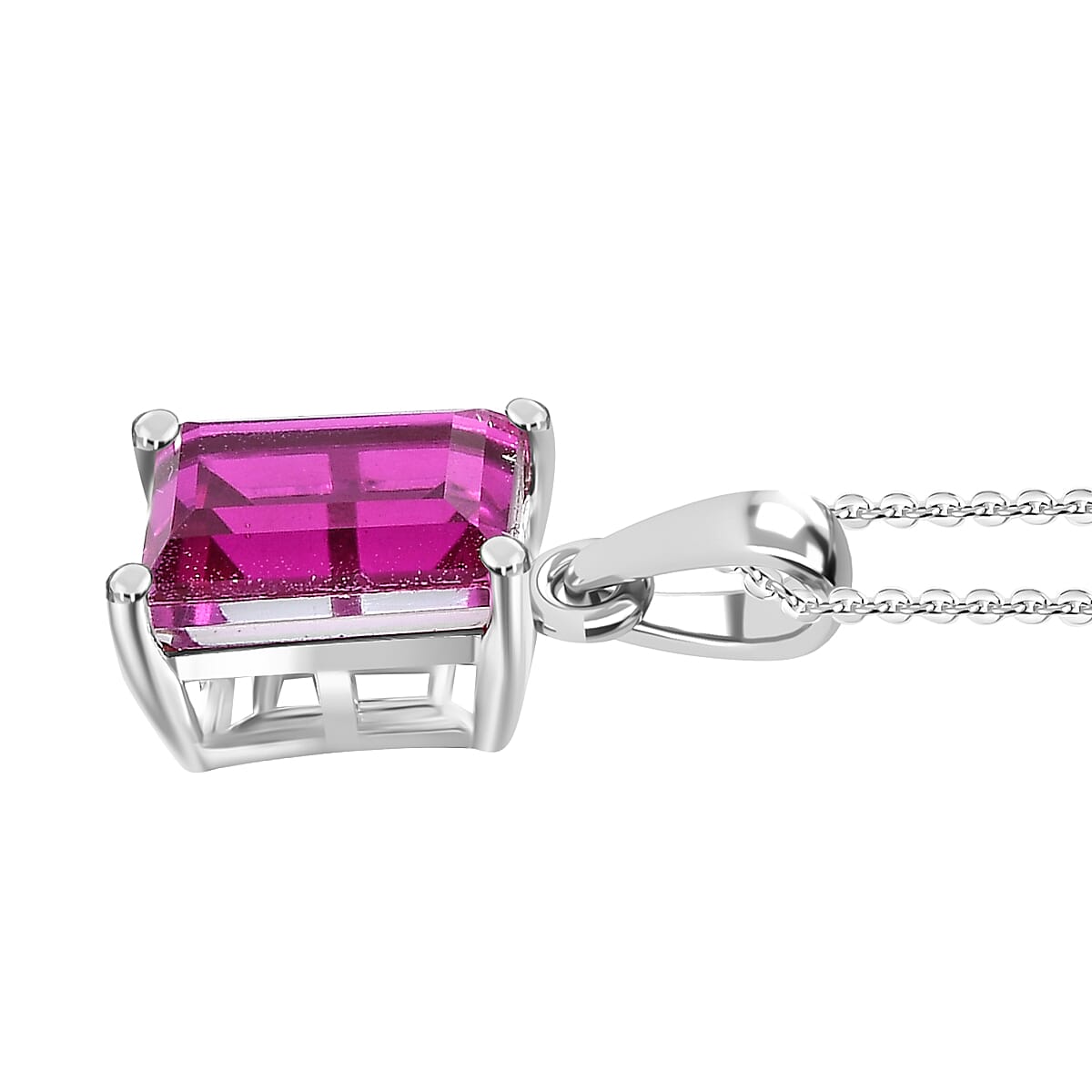 Radiant Orchid Triplet Quartz Sterling Silver Pendant with Chain (Size 20) 3.750  Ct.