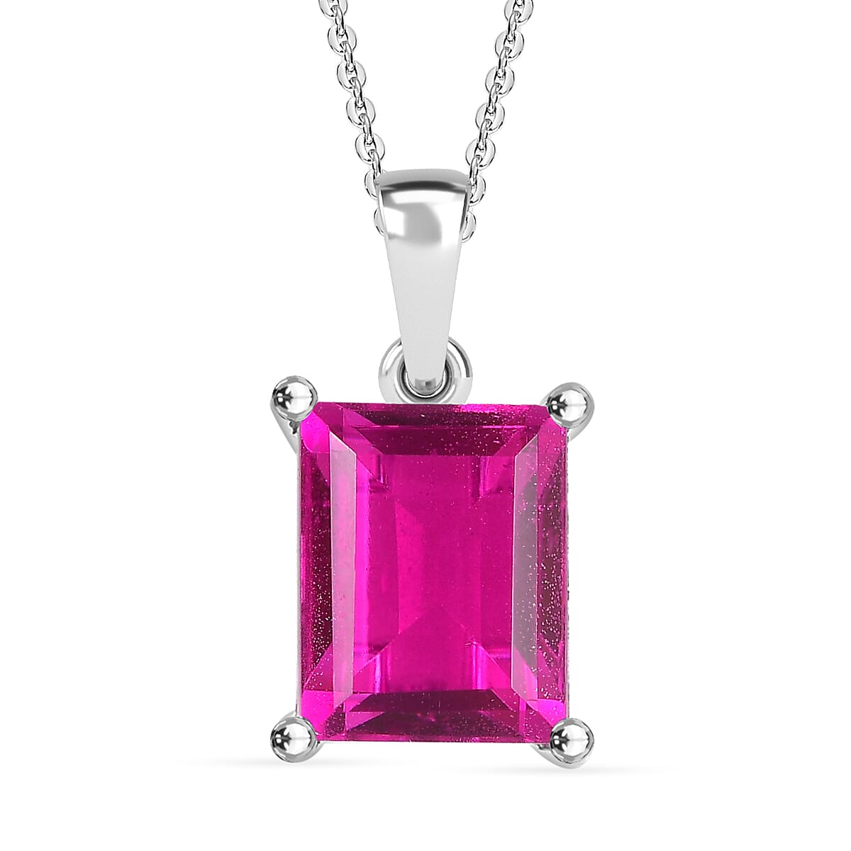 Radiant Orchid Triplet Quartz Sterling Silver Pendant with Chain (Size 20) 3.750  Ct.
