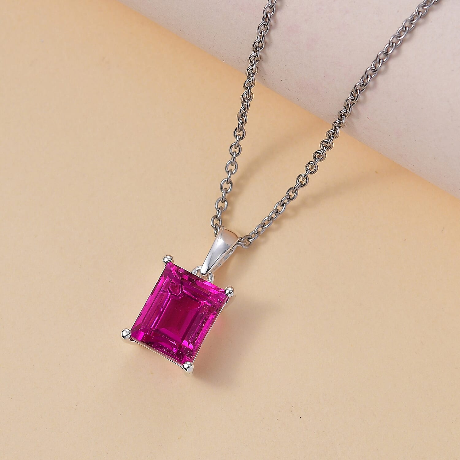 Radiant Orchid Triplet Quartz Sterling Silver Pendant with Chain (Size 20) 3.750  Ct.