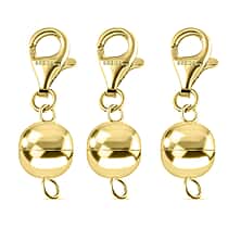 Set of 3 Magnetic Lock with Lobster Clasp in Yellow Gold Plating Sterling Silver