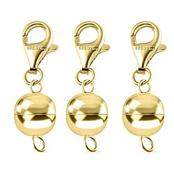Set of 3 Magnetic Lock in Rhodium, Yellow Gold and Rose Gold Plated Sterling Silver