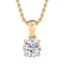 Moissanite Pendant with Chain (Size - 20) in 18K Vermeil Yellow Gold Plated Sterling Silver