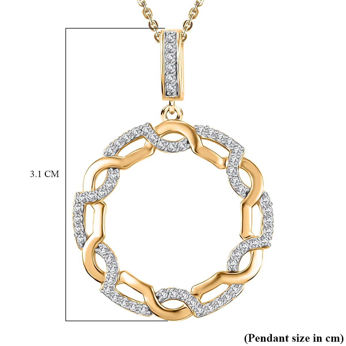 GP Circle of Life Collection - Blue Sapphire & White Diamond Pendant with Chain (Size 20) in 18K YG Vermeil Sterling Silver 0.320  Ct.