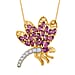 GP Italian Garden Collection - Rhodolite Garnet, White Zircon Dragonfly Pendant with Chain (Size 20) in 18K Yellow Gold Vermeil Sterling Silver
