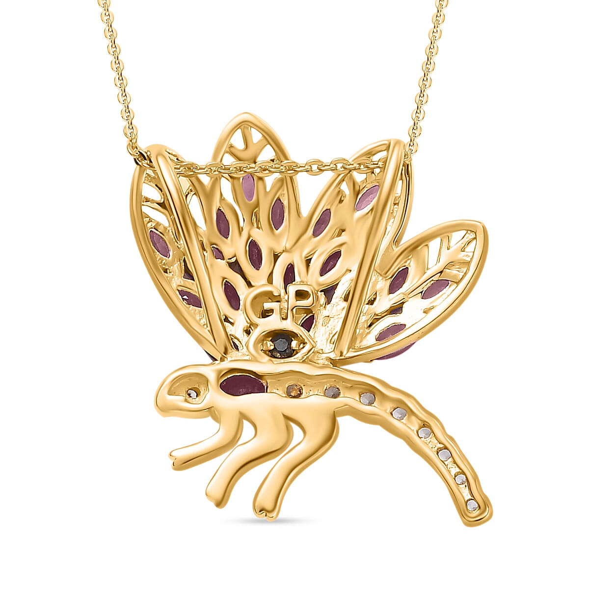 GP Italian Garden Collection - Rhodolite Garnet, White Zircon & Blue Sapphire Pendant with Chain (Size - 20) in 18K Vermeil Yellow Gold Plated Sterling Silver 2.09 Ct. GP Italian Garden Collection - Rhodolite Garnet, White Zircon & Blue Sapphire Pendant with Chain (Size - 20) in 18K Vermeil Yellow Gold Plated Sterling Silver 2.09 Ct.
