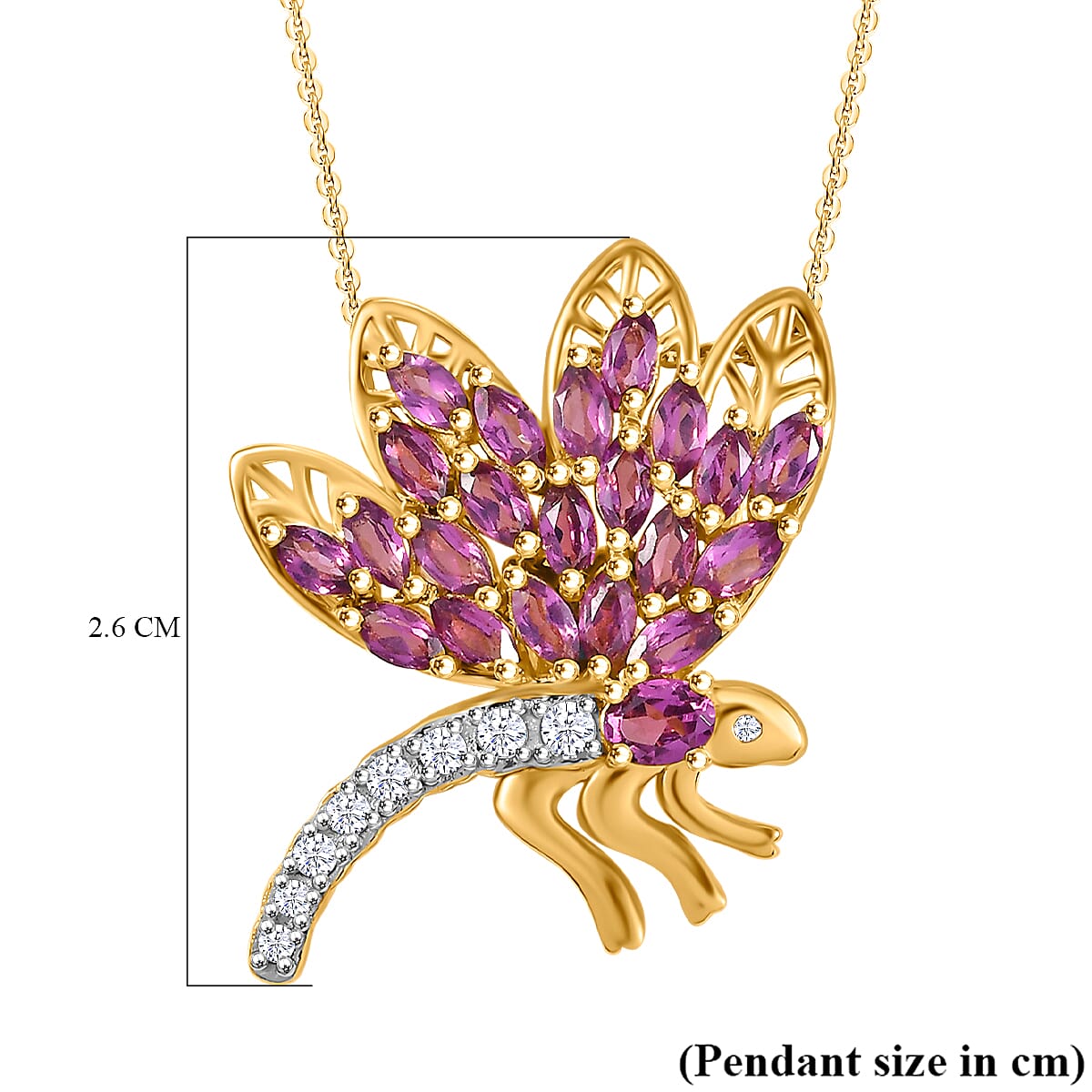 GP Italian Garden Collection - Rhodolite Garnet, White Zircon & Blue Sapphire Pendant with Chain (Size - 20) in 18K Vermeil Yellow Gold Plated Sterling Silver 2.09 Ct. GP Italian Garden Collection - Rhodolite Garnet, White Zircon & Blue Sapphire Pendant with Chain (Size - 20) in 18K Vermeil Yellow Gold Plated Sterling Silver 2.09 Ct.