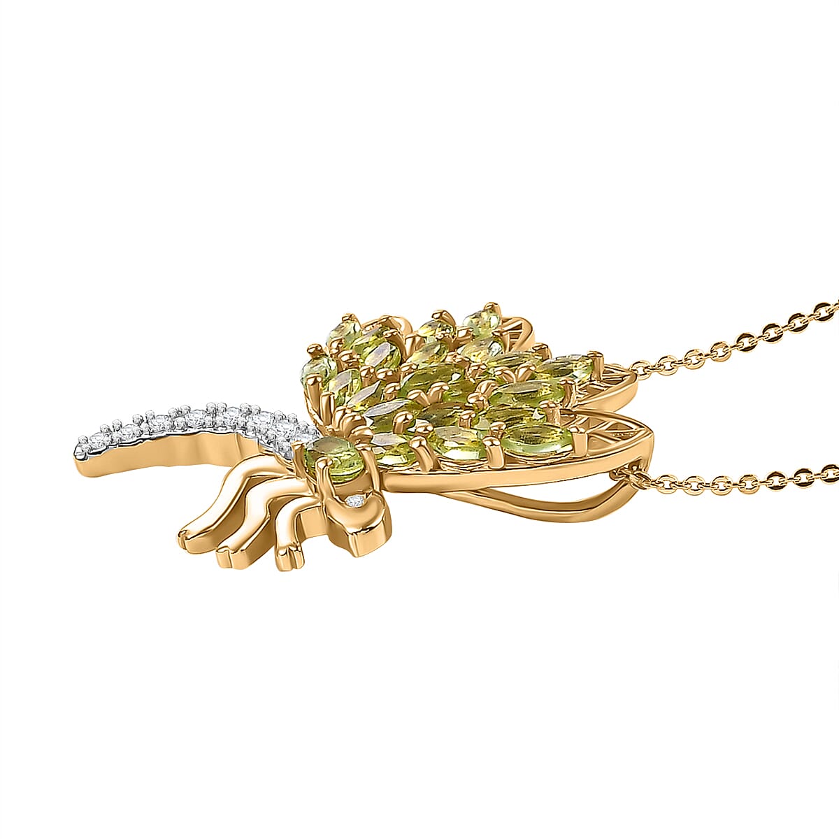 GP Italian Garden Collection - Peridot,  White Zircon,  Blue Sapphire Pendant with Chain (Size 20) in 18K YG Vermeil Sterling Silver 1.94 ct  Silver Wt. 8.32 Gms  2.090  Ct.