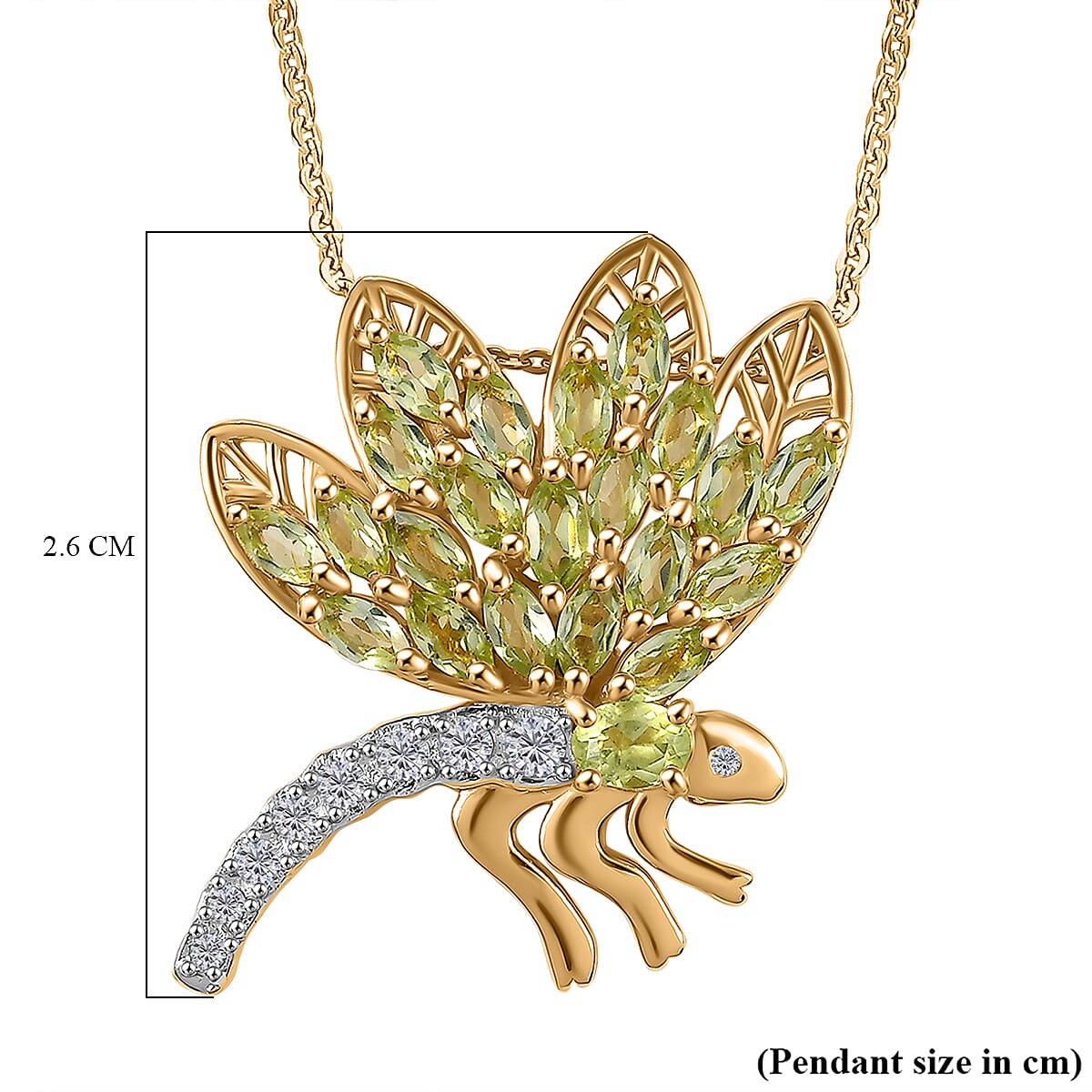 GP Italian Garden Collection - Peridot,  White Zircon,  Blue Sapphire Pendant with Chain (Size 20) in 18K YG Vermeil Sterling Silver 1.94 ct  Silver Wt. 8.32 Gms  2.090  Ct.