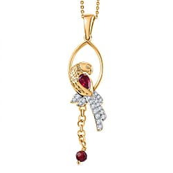 GP Italian Garden Collection - Rhodolite Garnet, White Zircon, Blue Sapphire Pendant with Chain (Size 20) in 18K YG Vermeil Sterling Silver