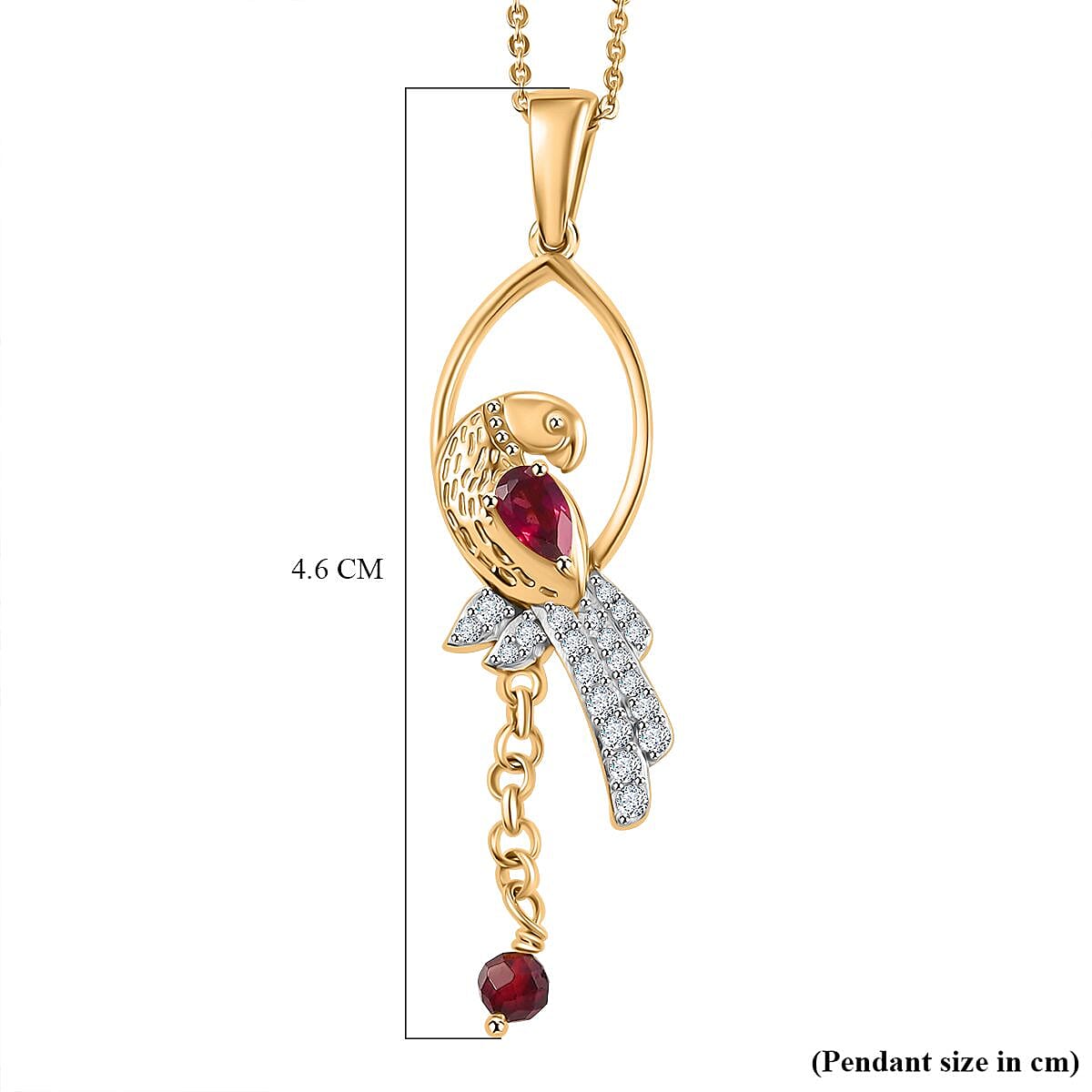   Rhodolite Garnet, White Zircon, Blue Sapphire Pendant with Chain (Size 20) in 18K YG Vermeil Sterling Silver