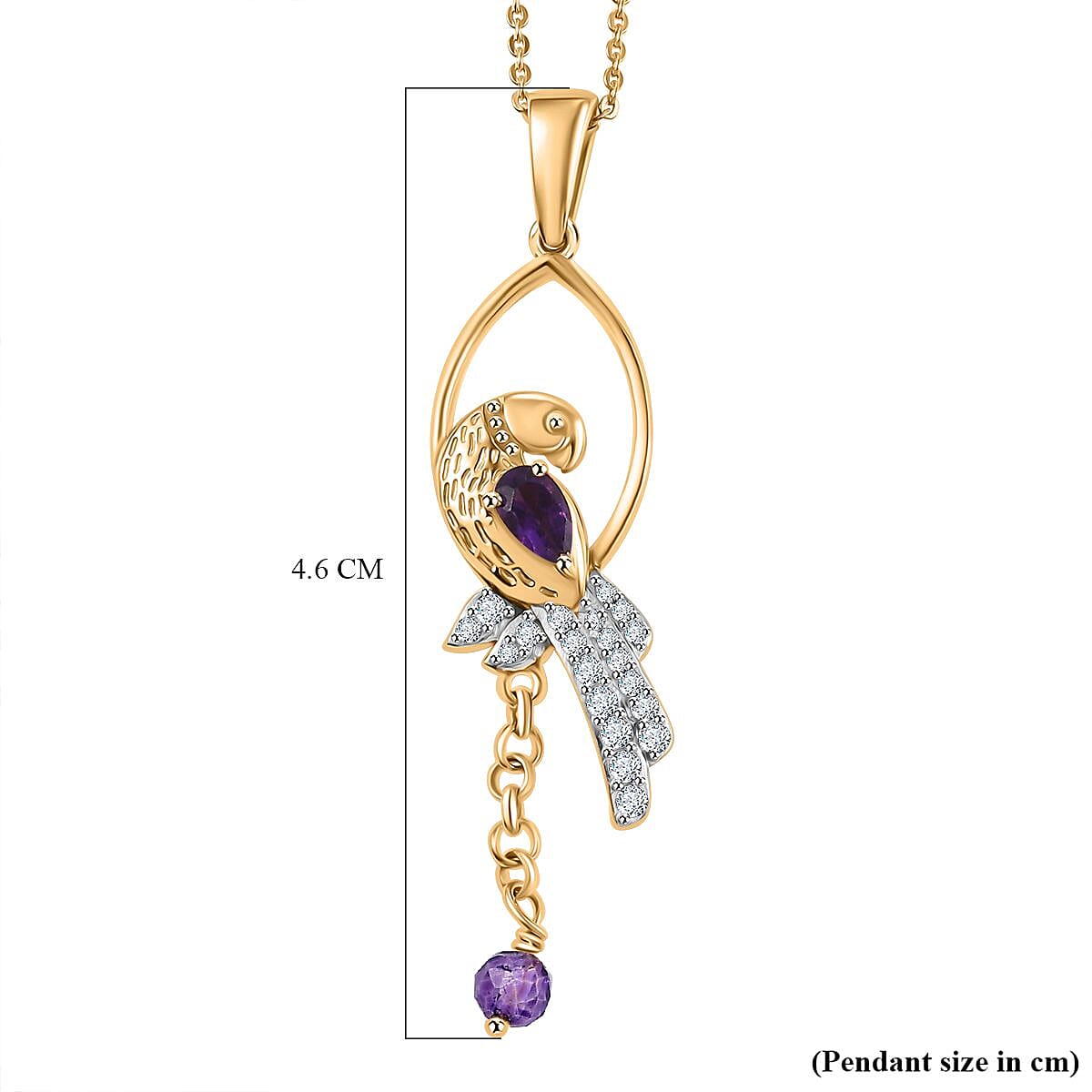 GP Italian Garden Collection - African Amethyst, White Zircon, Blue Sapphire Pendant with Silver Chain (Size 20) in 18K Vermeil Yellow Gold Plated Sterling Silver