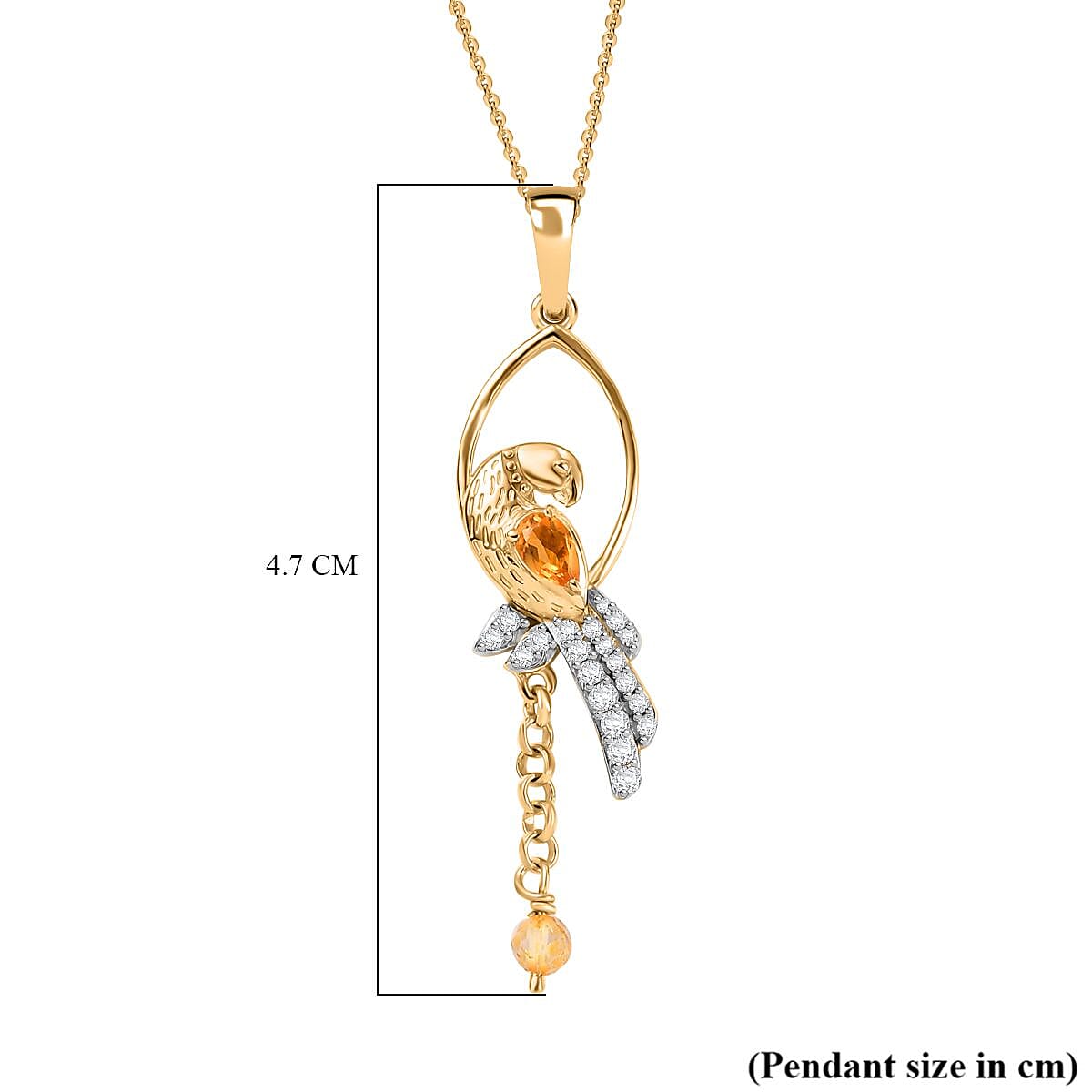 GP Italian Garden Collection- Citrine, Blue Sapphire & White Zircon Pendant With Chain (Size 20) in 18K Vermeil Yellow Gold Plated Sterling Silver