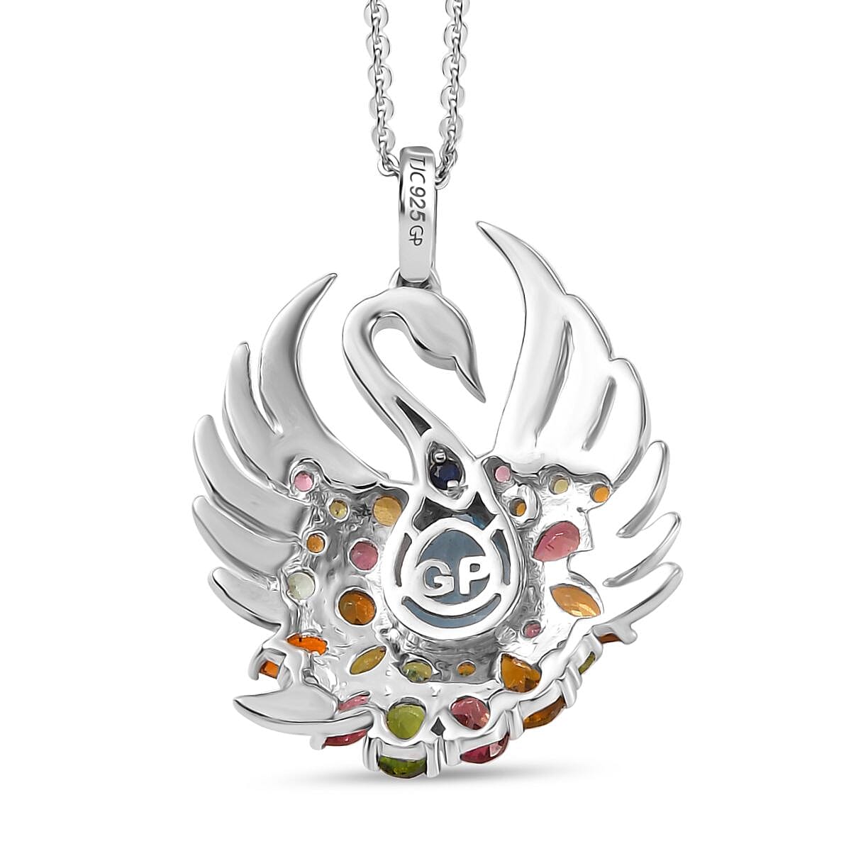 GP Italian Garden Collection - Multi-Tourmaline Pendant With Chain (Size 20) in Rhodium Overlay Sterling Silver 4.19 Ct