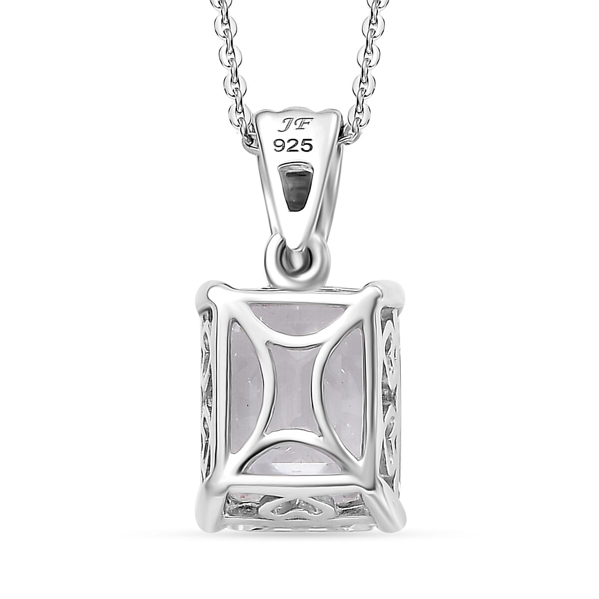 J Francis - Swarovski Zirconia Solitaire Pendant with Chain (Size 20) in Rhodium Overlay Sterling Silver 5.50 Ct.