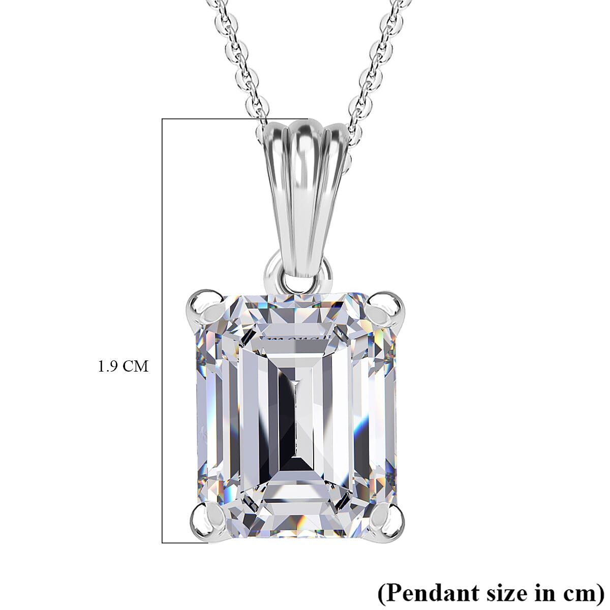 J Francis - Swarovski Zirconia Solitaire Pendant with Chain (Size 20) in Rhodium Overlay Sterling Silver 5.50 Ct.