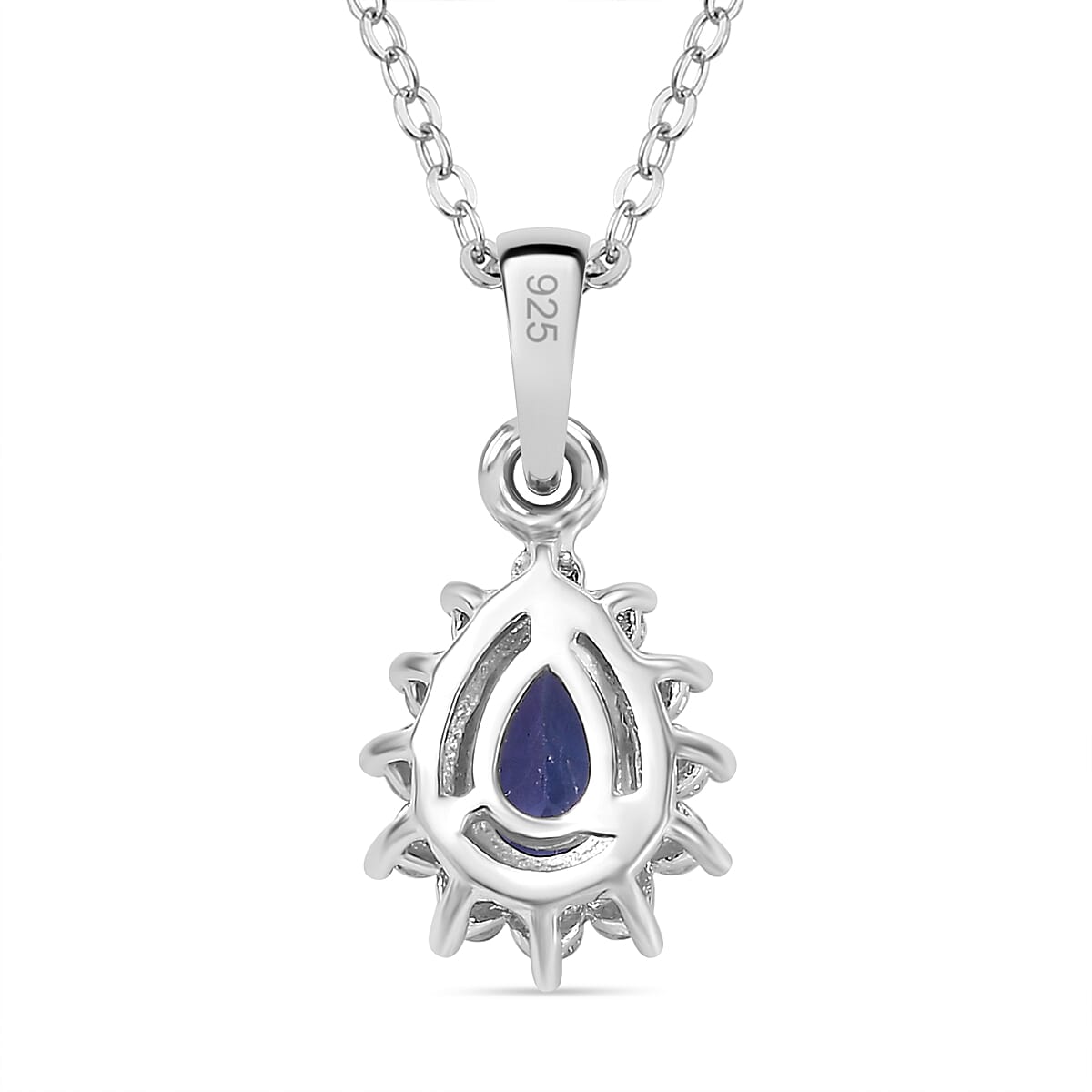 Premium Tanzanite & White Zircon Pendant with Chain (Size 20) in Rhodium Overlay Sterling Silver Premium Tanzanite & White Zircon Pendant with Chain (Size 20) in Rhodium Overlay Sterling Silver