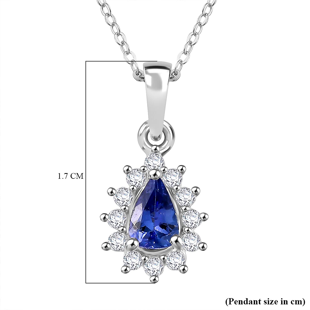 Premium Tanzanite & White Zircon Pendant with Chain (Size 20) in Rhodium Overlay Sterling Silver Premium Tanzanite & White Zircon Pendant with Chain (Size 20) in Rhodium Overlay Sterling Silver