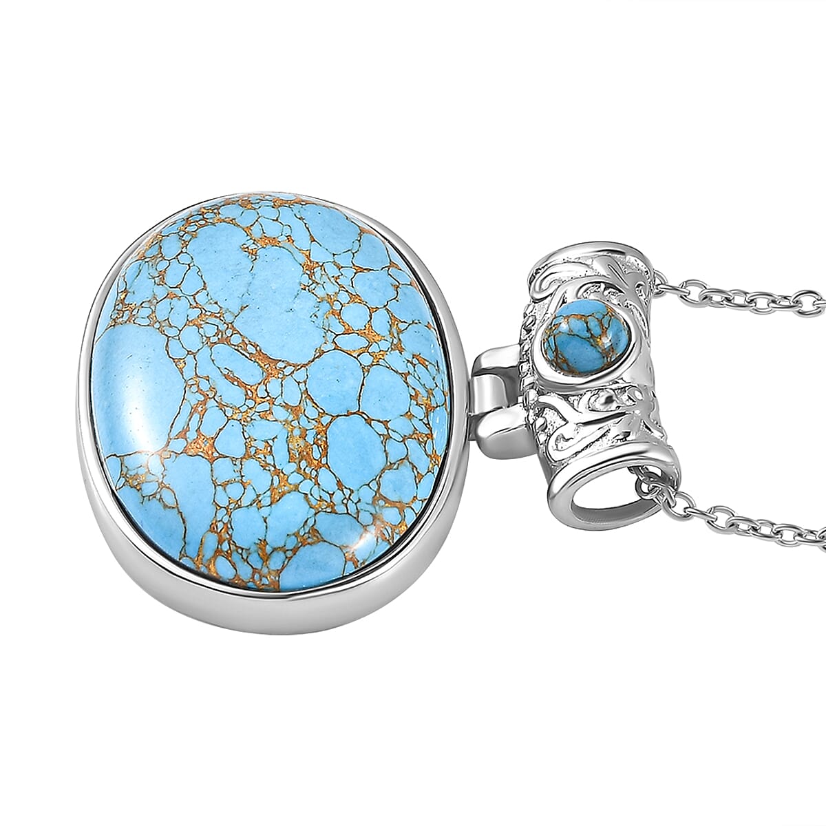 Blue Turquoise Pendant & Chain with Magnetic Clasp (Size 20)