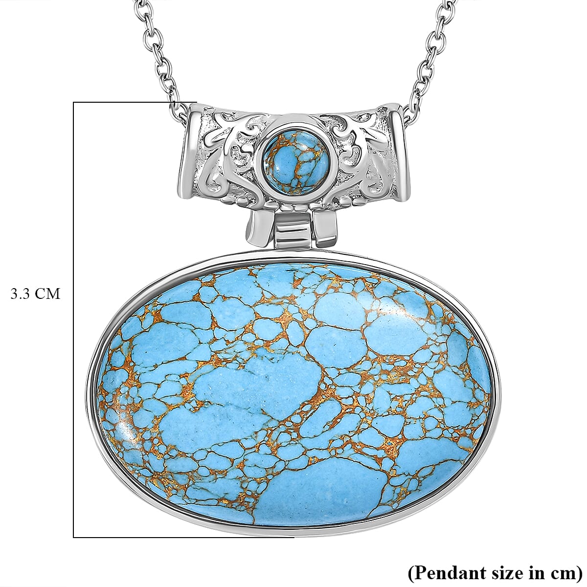 Blue Turquoise Pendant & Chain with Magnetic Clasp (Size 20)