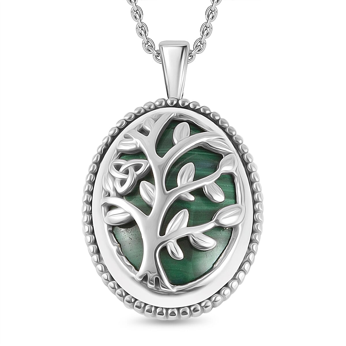 Mothers Day Special - Malachite Pendant with Chain (Size - 20) 22.00 Ct.