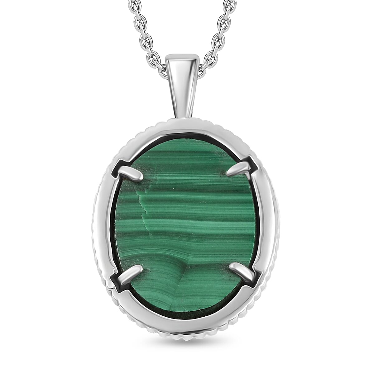 Mothers Day Special - Malachite Pendant with Chain (Size - 20) 22.00 Ct.