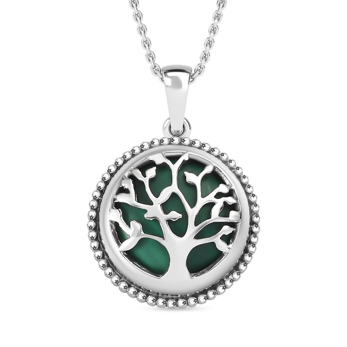 Malachite Tree of Life Pendant with Chain (Size - 20) 14.00 Ct.