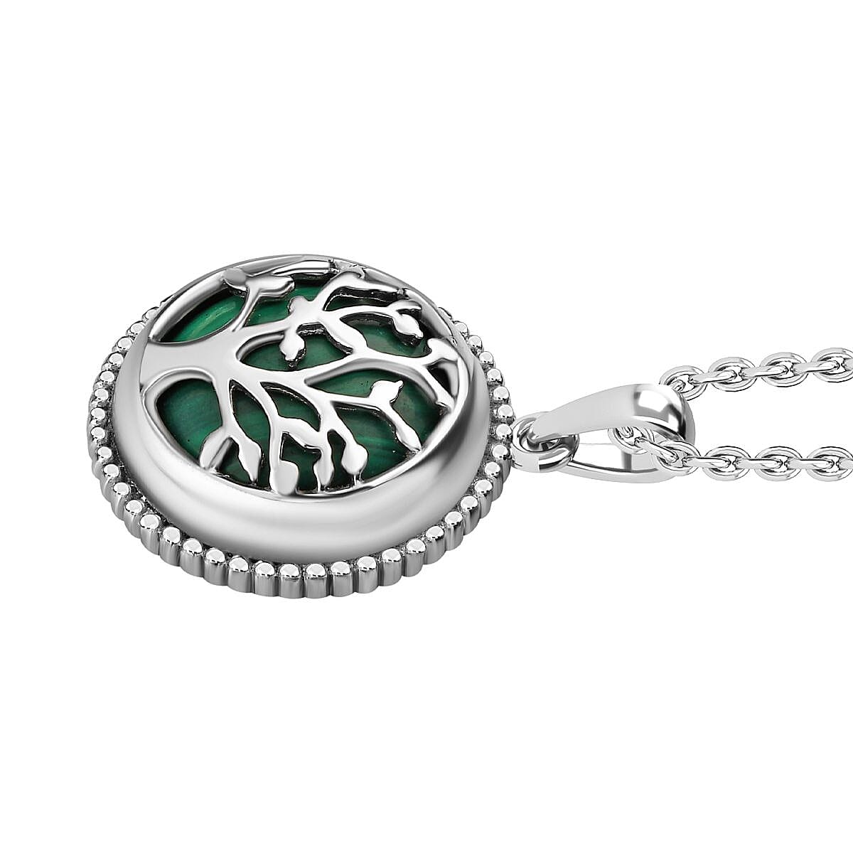 Malachite Tree of Life Pendant with Chain (Size - 20) 14.00 Ct.