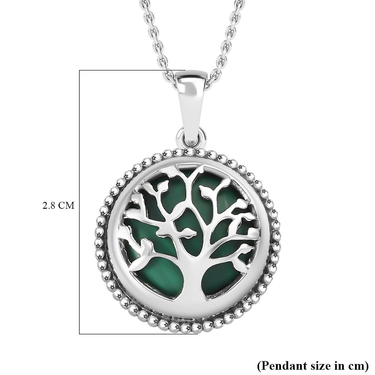 Malachite Tree of Life Pendant with Chain (Size - 20) 14.00 Ct.