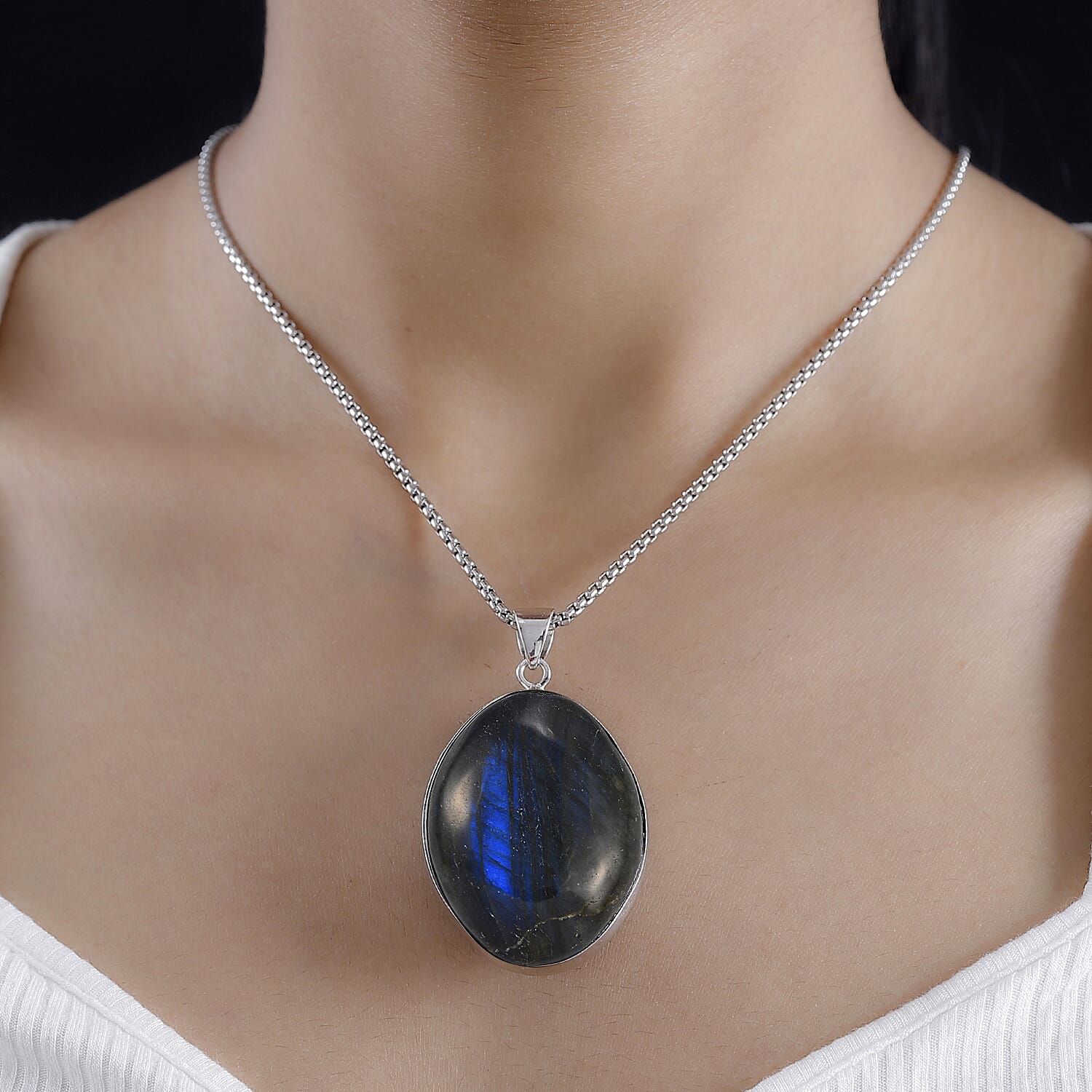 Limited Opportunity - Large Labradorite Pendant with Chain (Size 28) 200 Ct.