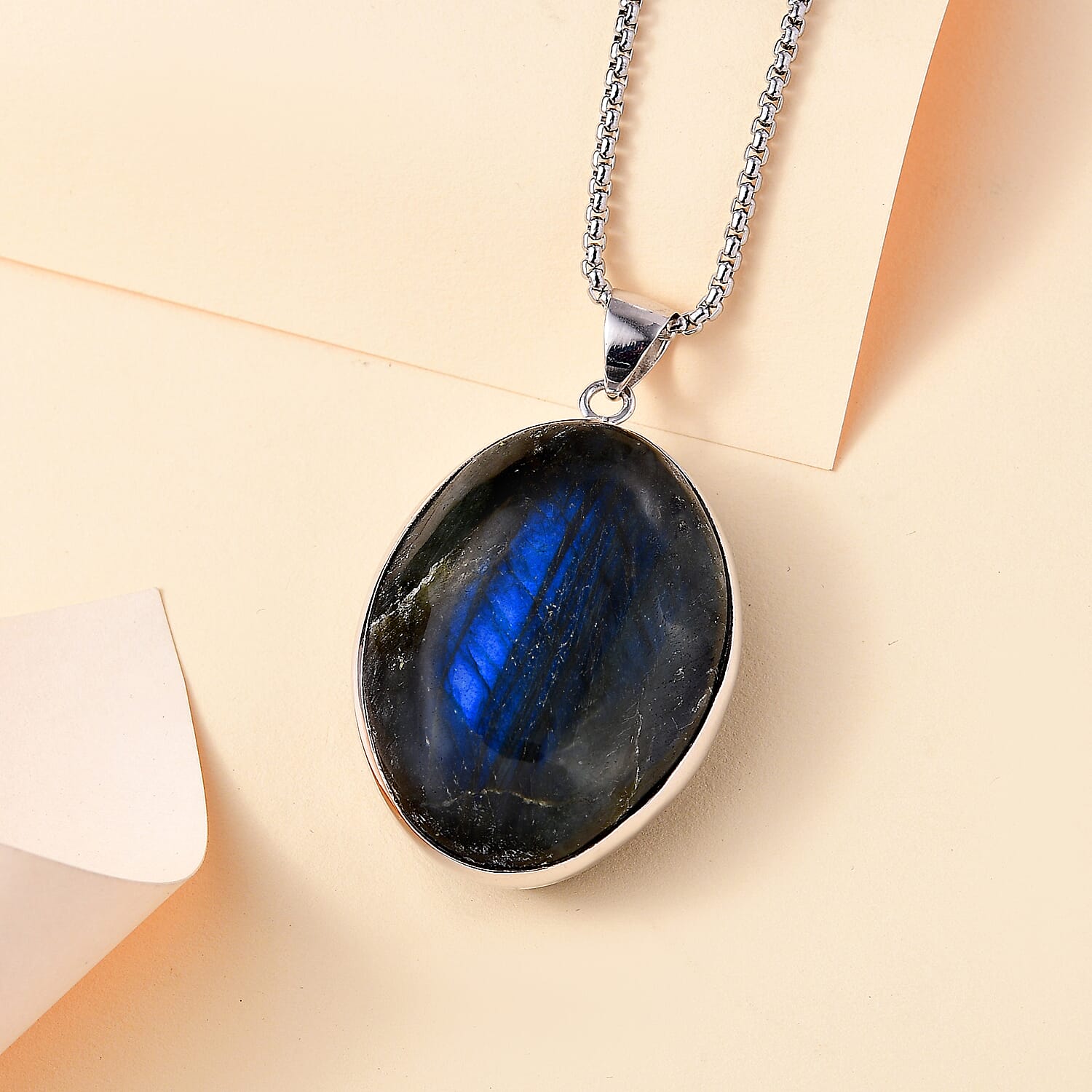 Limited Opportunity - Large Labradorite Pendant with Chain (Size 28) 200 Ct.