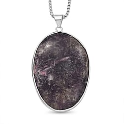 Large Labradorite Solitaire Pendant with Chain (Size 28) in Stainless Steel 200 Ct.