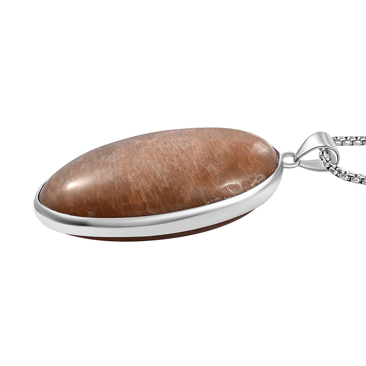 Peach Moonstone Pendant with Chain (Size 30)  200.000  Ct.