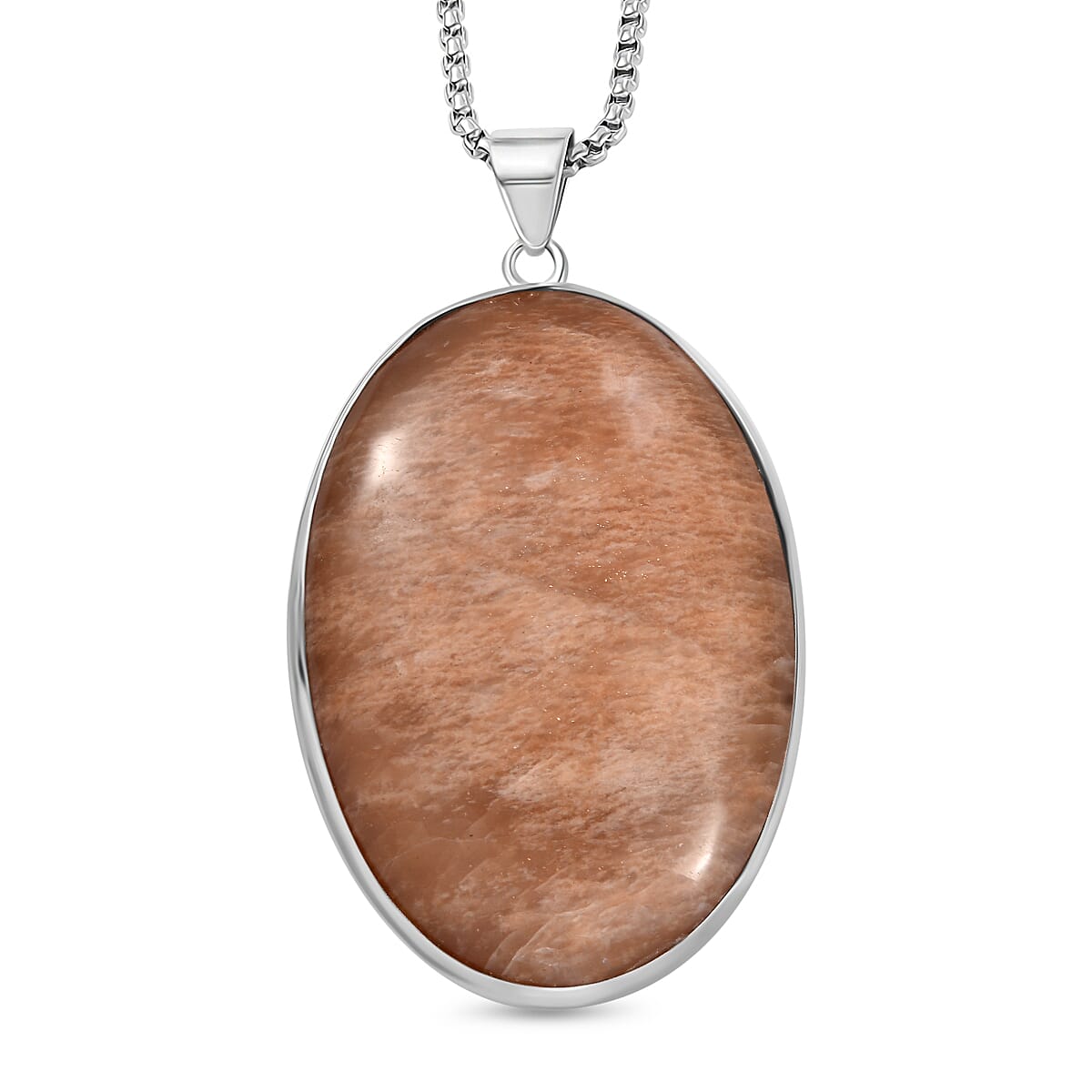 Peach Moonstone Pendant with Chain (Size 30)  200.000  Ct.
