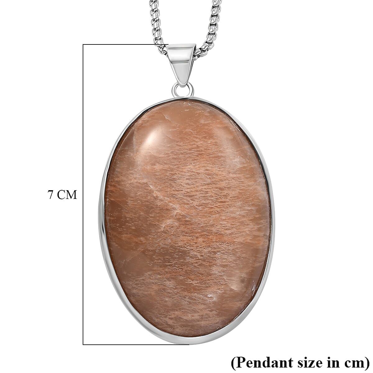 Peach Moonstone Pendant with Chain (Size 30)  200.000  Ct.