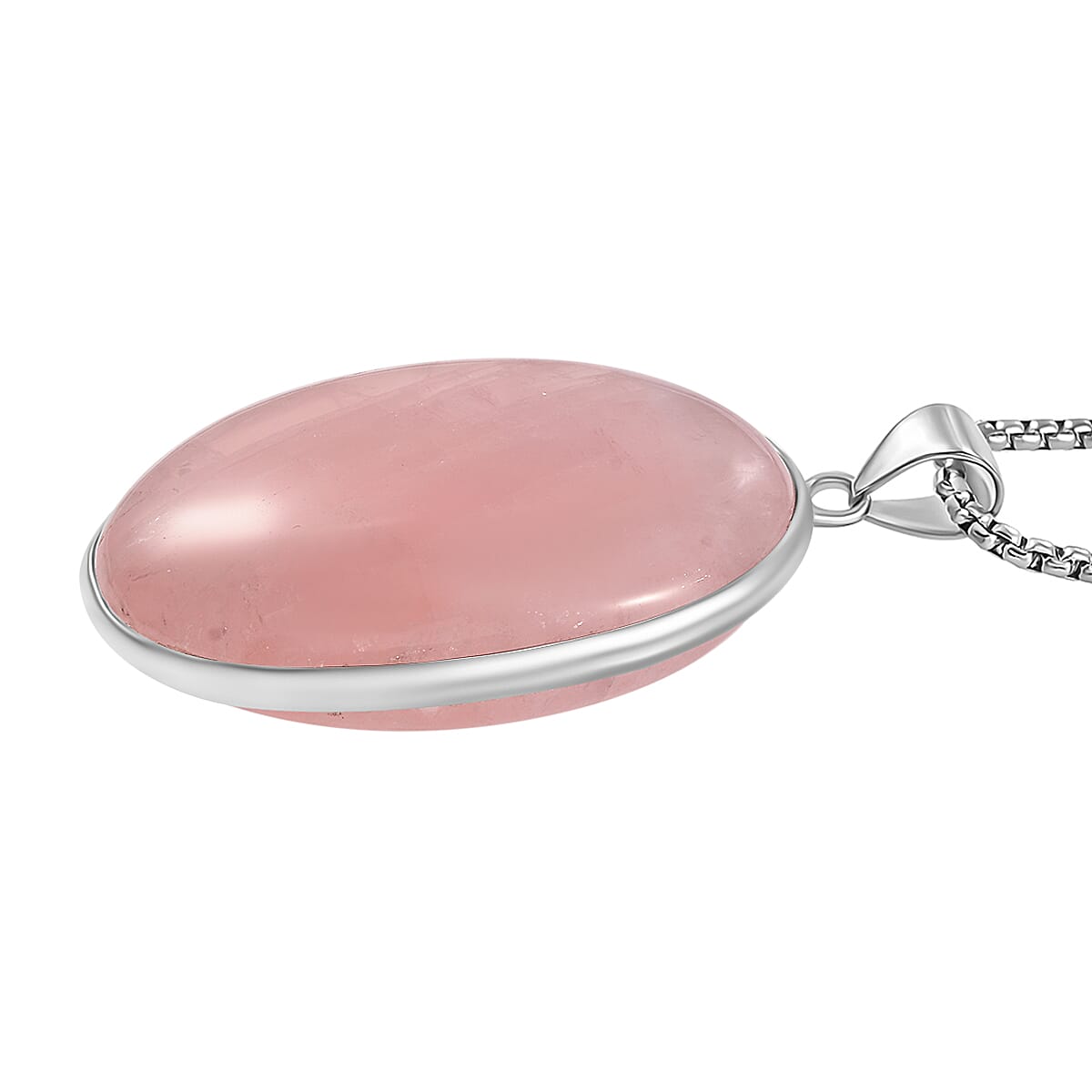 Limited Opportunity - Large Rose Quartz Pendant with Chain (Size 28)   200.000  Ct.
