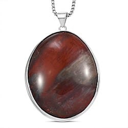 Large Labradorite Solitaire Pendant with Chain (Size 28) in Stainless Steel 200 Ct.