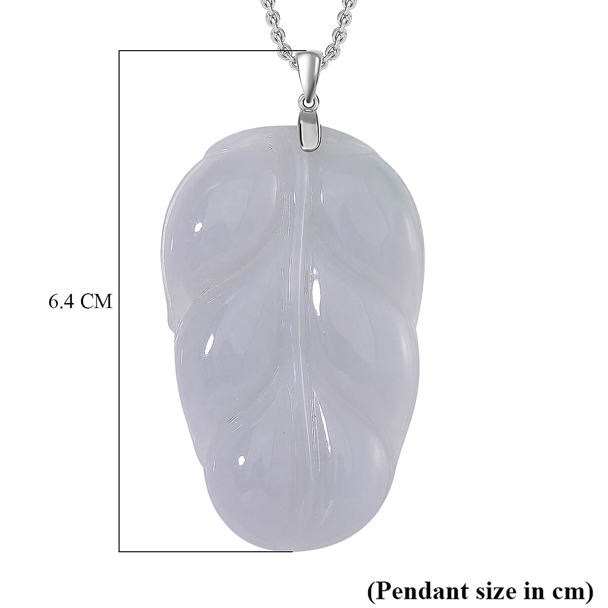 Extreme Rare Find - Natural Type A Jadeite Jade Leaf Pendant with Necklace (Size 20) in Rhodium Ovarlay Sterling Silver 80.00 Ct.