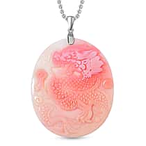 Pink Conch Shell Pendant with Chain (Size 20) in Rhodium Sterling Silver  90.00  Ct.