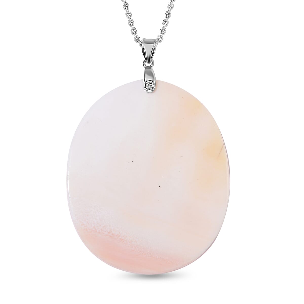 Queen Conch Shell Dragon Pendant with Chain (Size 20) in Rhodium Overlay Sterling Silver