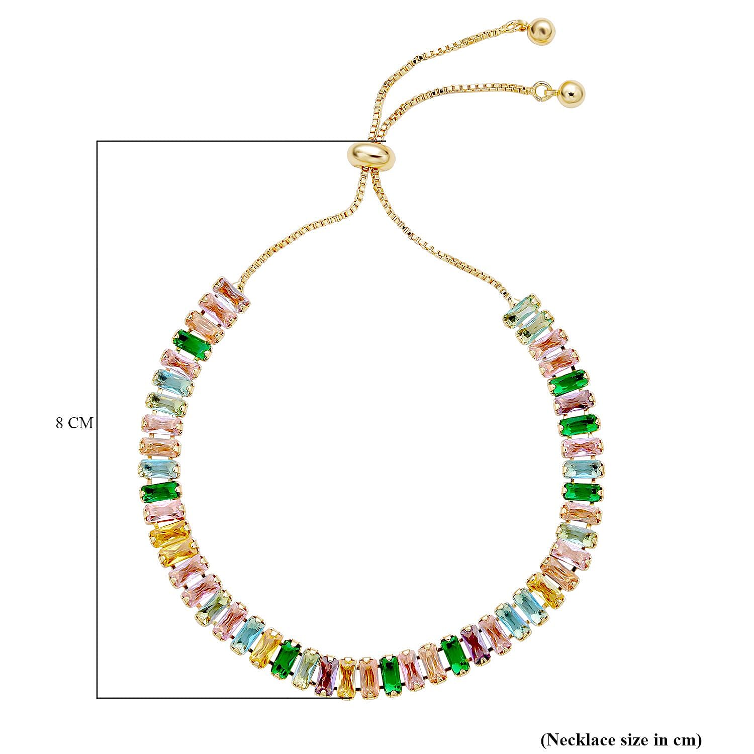 2 Piece Set -  Multi Color Cubic Zirconia Bracelet and Earring With Push Back  (Size 6.5-9.5)