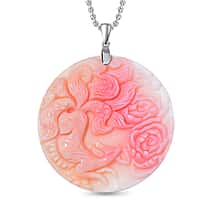 Queen Conch Shell Pendant with Chain in Lobster Clasp (Size 20) in Rhodium Sterling Silver