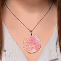 Queen Conch Shell Pendant with Chain in Lobster Clasp (Size 20) in Rhodium Sterling Silver