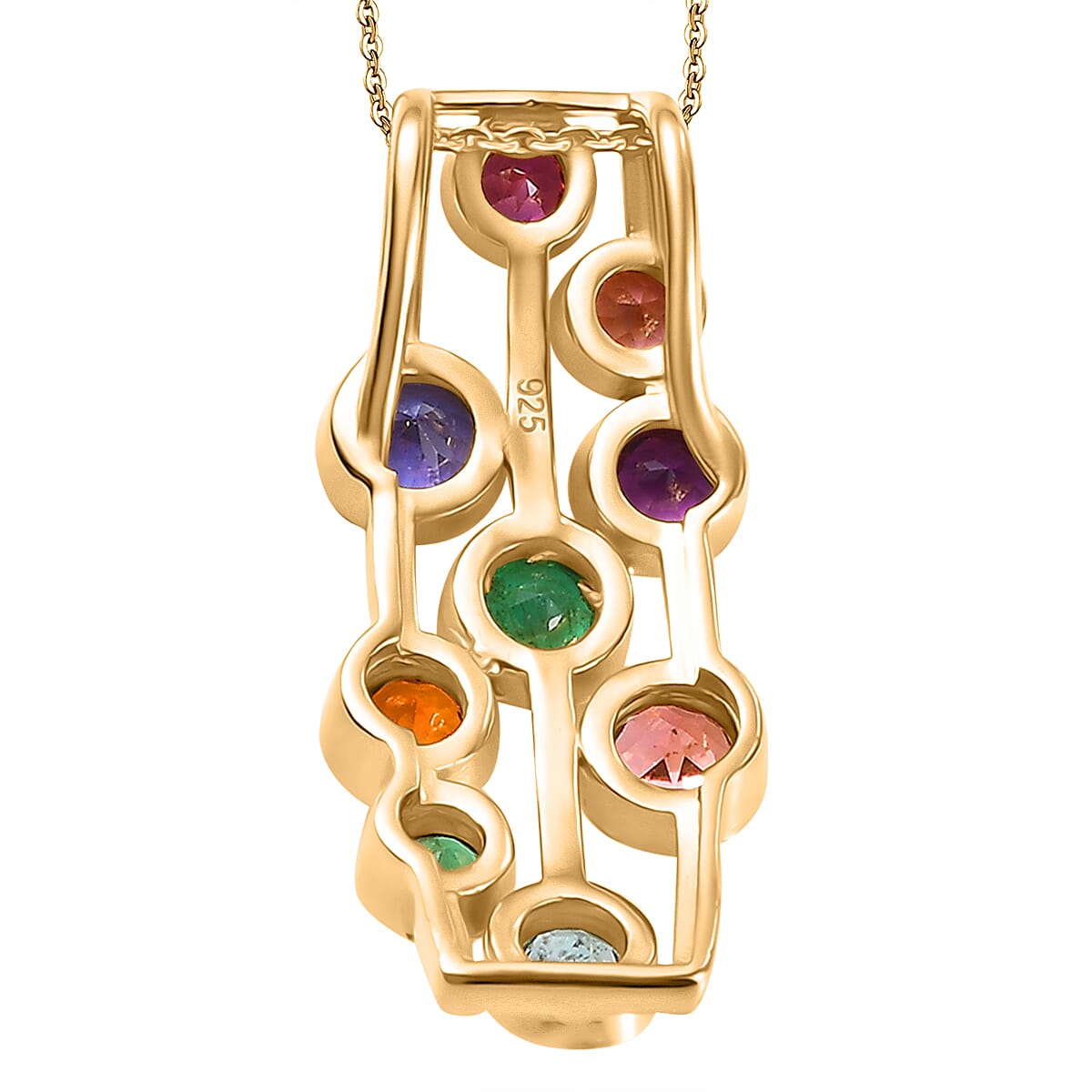 THE TJC BUBBLE - Premium Multi Gemstone Pendant with Chain (Size - 20) in 18K Vermeil Yellow Gold Plated Sterling Silver 1.78 Ct. THE TJC BUBBLE - Premium Multi Gemstone Pendant with Chain (Size - 20) in 18K Vermeil Yellow Gold Plated Sterling Silver 1.78 Ct.