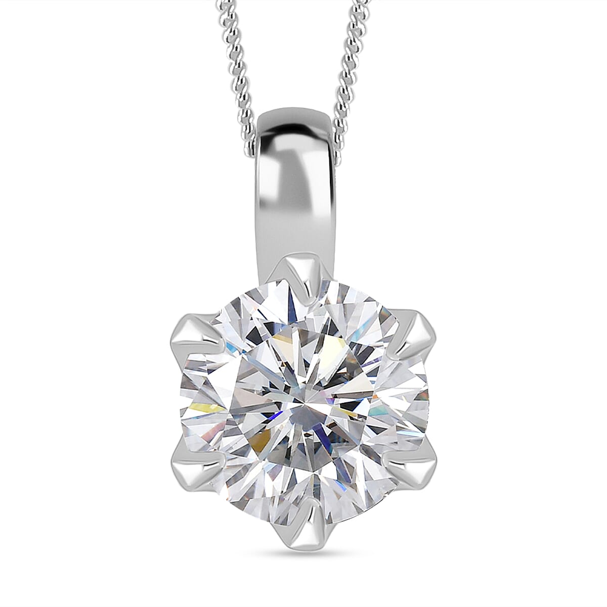 Premium Strontium Titanate Pendant & Chain With Lobster Clasp(Size 18) in Platinum Overlay in Rhodium Sterling Silver 3.00 Ct.