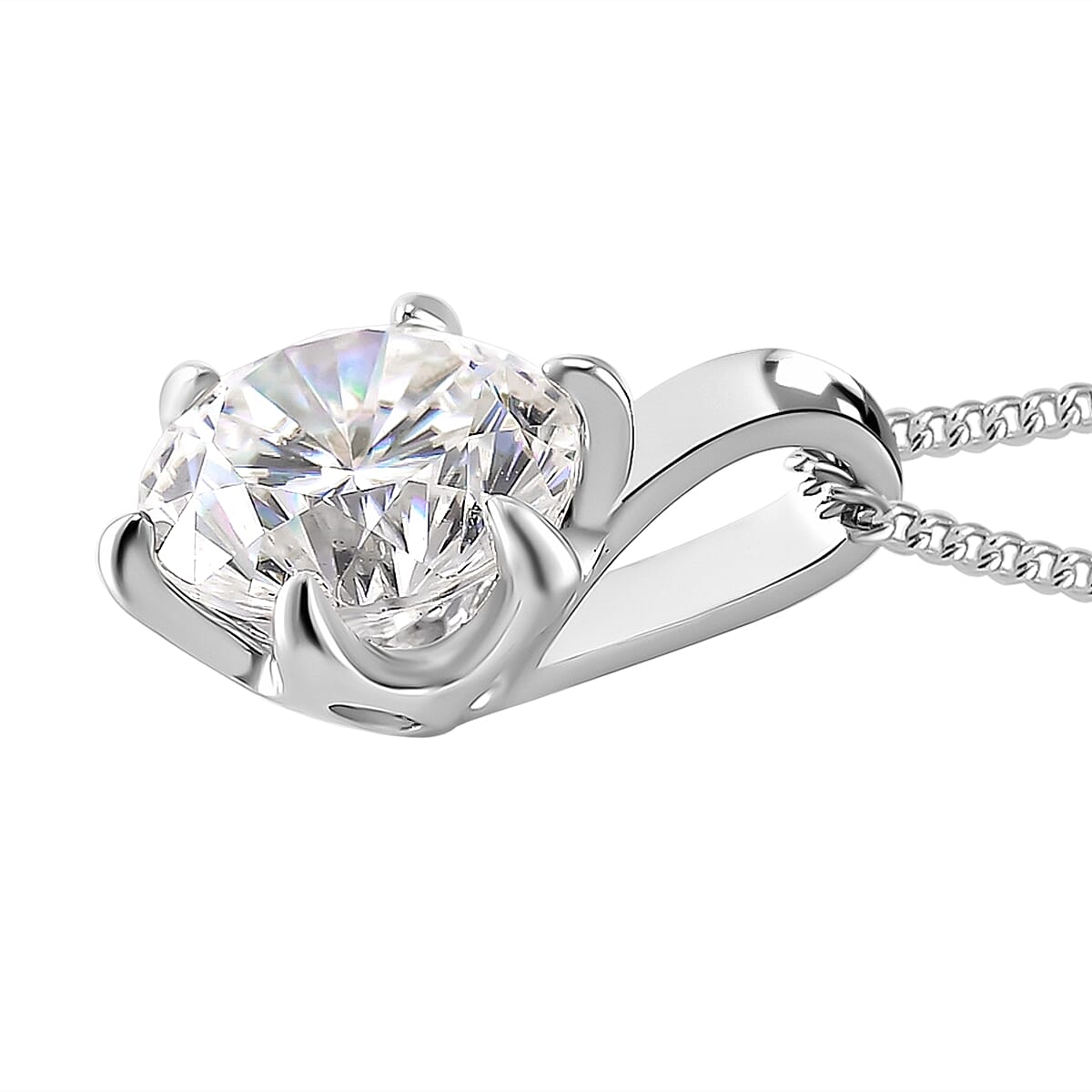Premium Strontium Titanate Pendant & Chain With Lobster Clasp(Size 18) in Platinum Overlay in Rhodium Sterling Silver 3.00 Ct.