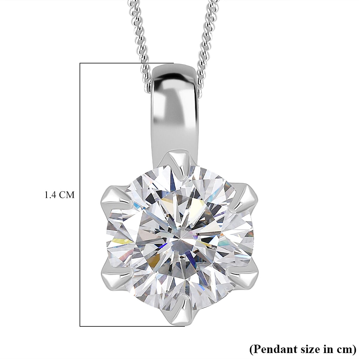 Premium Strontium Titanate Pendant & Chain With Lobster Clasp(Size 18) in Platinum Overlay in Rhodium Sterling Silver 3.00 Ct.